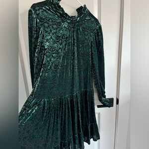 Maison Tara Emerald Green Jacquard Dress